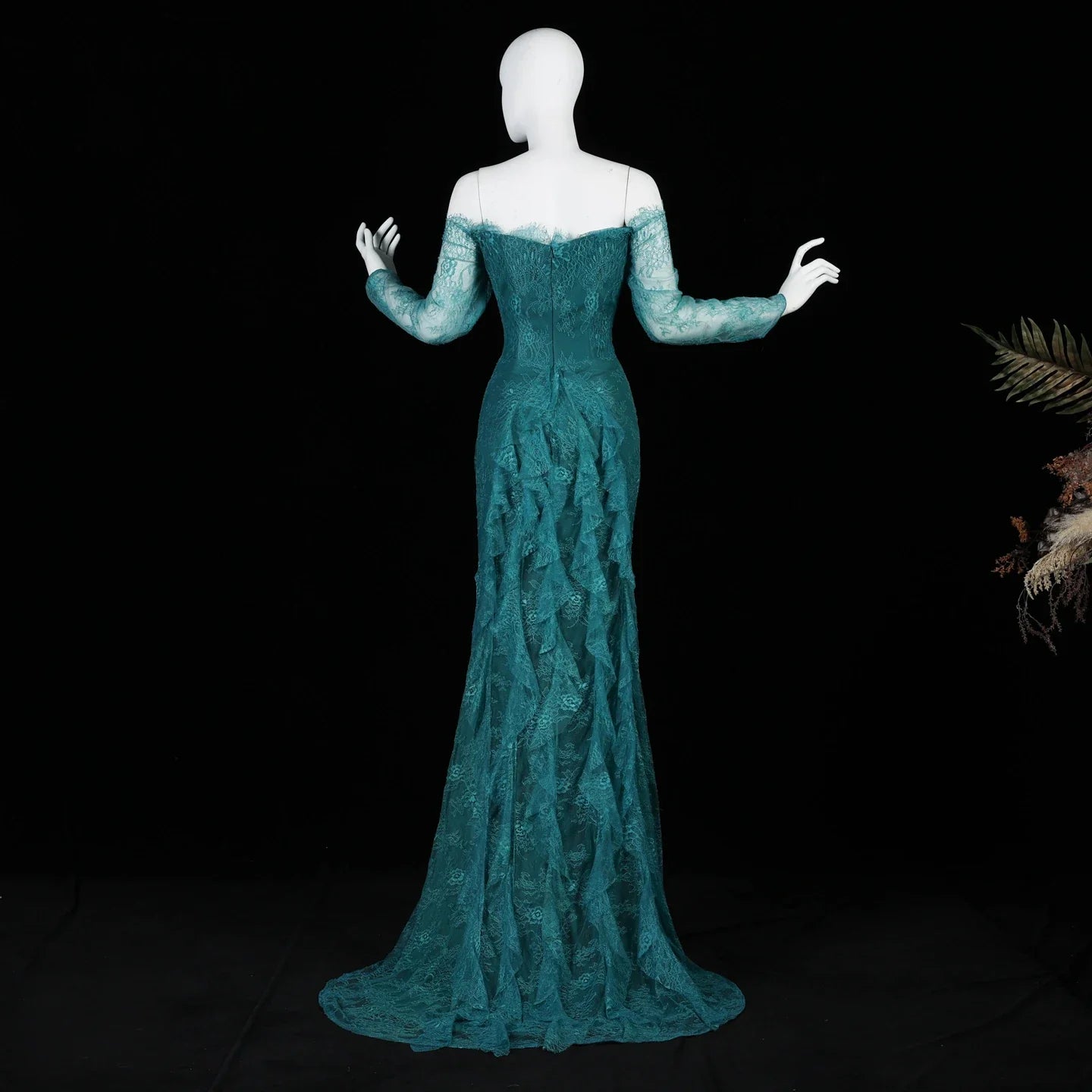 Said Luxury Blue Lace Evening Dress Saudi Arabia Elegant Off Shoulder Wedding Guest Gowns Formal Party Dress SF519 Custom