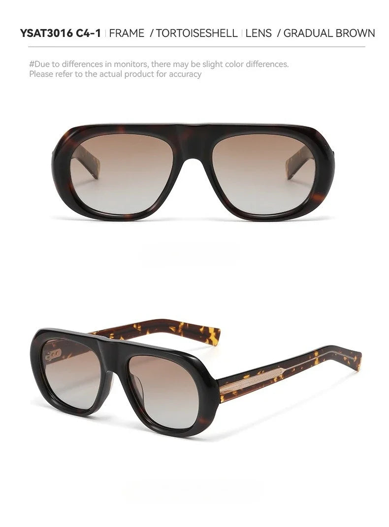 Vintage Pilot Rectangular Frame  Men Sunglasses Fashion Polarized Shades UV400 Women Trending Punk Sun Glasses INS Eyeglasses