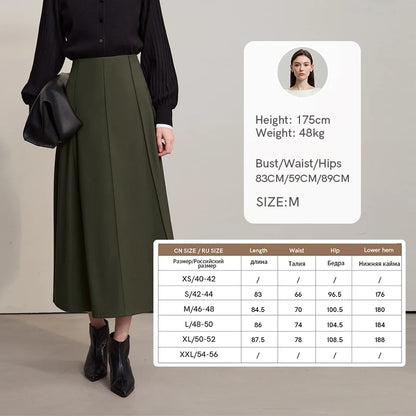 Women's Skirt 2025 Spring New Minimalist Solid Color Loose Skirts For Women Medium To Long Versatile A-shaped Skirt12524019