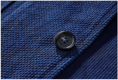 Heavy Weight Indigo Jacket Men Autumn Winter Vintage Workwear Tooling Jacket Blue Dyed Kendo Fabric Multi-pocket Cardgian Coat