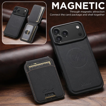 2 in 1 Leather Case For iPhone 17 Promax Air 16 Pro max 15 Plus 14 Pro 13 12 Wireless Charging Kickstand Card Slots Phone Cover