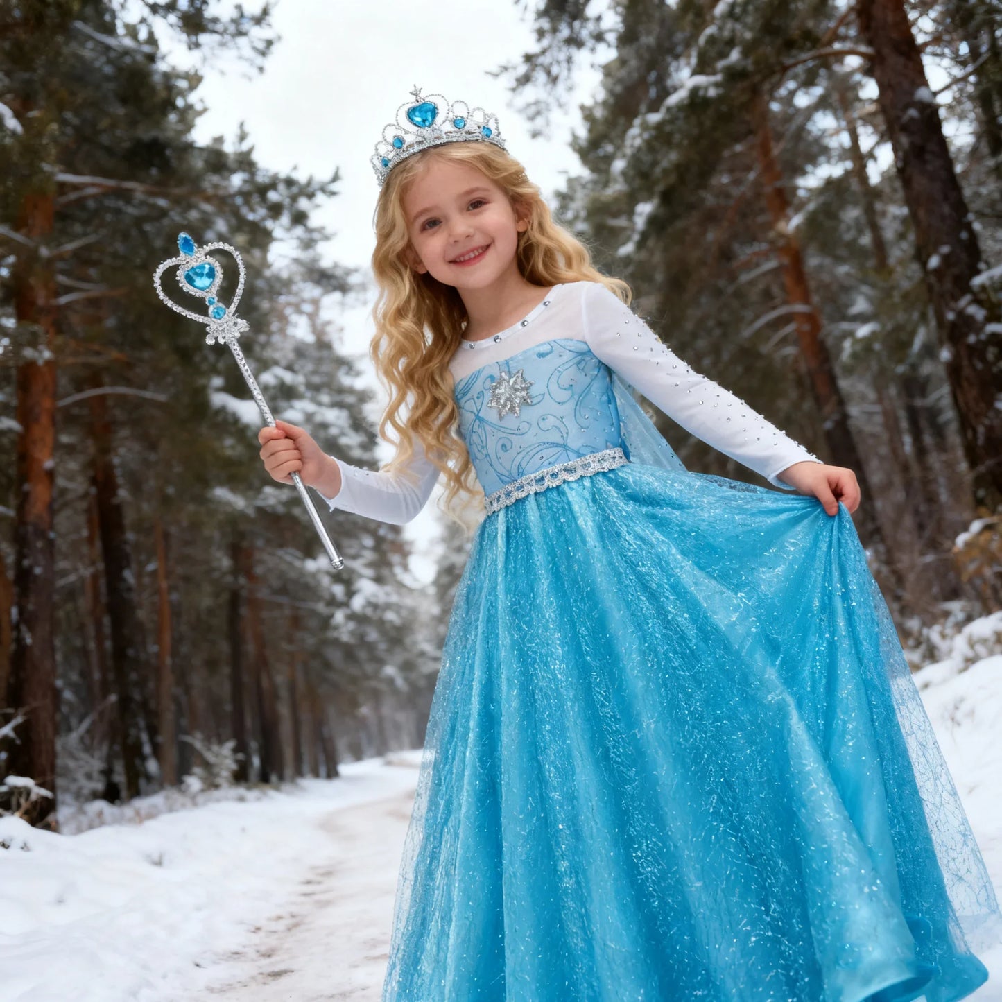 Snow Queen Elsa Long Sleeve Costume Girls Princess Dress Toddler Halloween Cosplay Clothes Birthday Party Vesidos For 2-10 Years