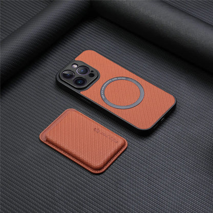 Carbon Fiber Style PU Leather for Magsafe Case for iPhone 17 Air 16 15 Pro Max 16e 14 Plus 11 12 13 Mini Cover Card Holder LM2