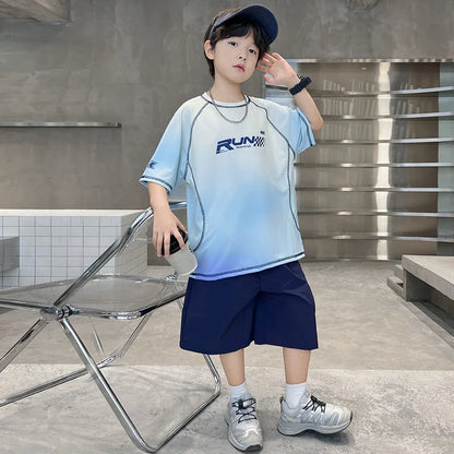 Kids Boy Summer Set Quick-drying T-shirt Shorts Clothing Set New Casual Child Sportswear 2 Pieces Outfit 5 6 7 8 9 10 11 12 14 Y