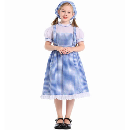 Hildren's Dorothy From The Wizard of Oz Costume Halloween Cosplay Lolita Maid Pastoral Character Shooting Dress