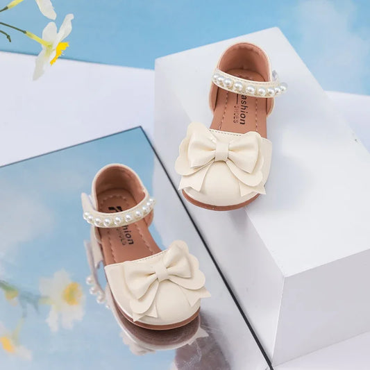New Children Princess Sandals Sweet Pearl Summer Little Girl Wedding Party Shoes Elegant Fashion Kids Causal Pearl Flat Sandals