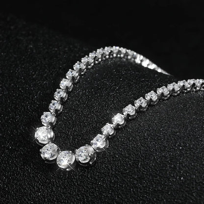 1.2CT Moissanite Tennis Necklace 925 Sterling Silver 18K Gold Plated Gradient High Carbon Diamond Necklaces for Women Adjustable