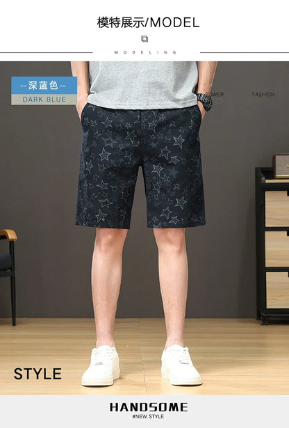 Streetwear Star Print Shorts Men Hawaii Beach Casual Shorts Outdoor Cotton Sports Elastic Waist 6XL Oversized Baggy Half Pants