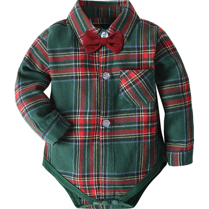 Baby Boys Dress Shirt Newborn Baptism Bodysuit Infant Wedding Christening Chritmas Formal One Piece Gentlemen Party Rompers