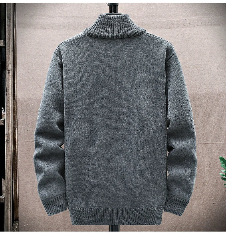 New Men's Fleece Cardigan Sweater Embroidery Casual Knit Sweater Jacket High Quality Male Autumn Winter Clothing