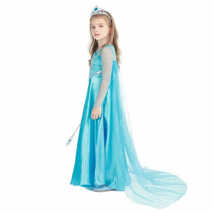 2026 Frozen Elsa Snow Queen Princess Dress Up Girls Fancy Costume Kids Role-play Carnival Children Birthday Party Dresses