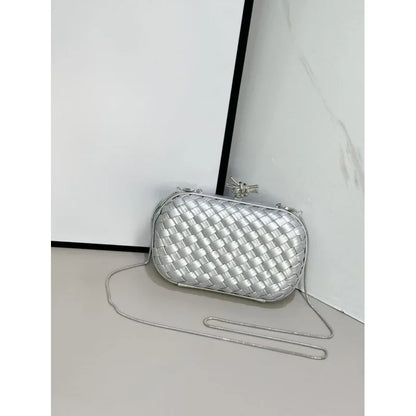 Elegant Box Shaped Dinner Clutch Crossbody Bag for Women Fashionable Chain Strap Handbag Retro Style Leather Handbag