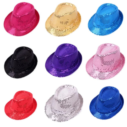British Top Jazz Hat Bucket Hat Men Women Stage Performance Sequin Hat Shining Christmas Fedoras Party Parent  Hat Hollween