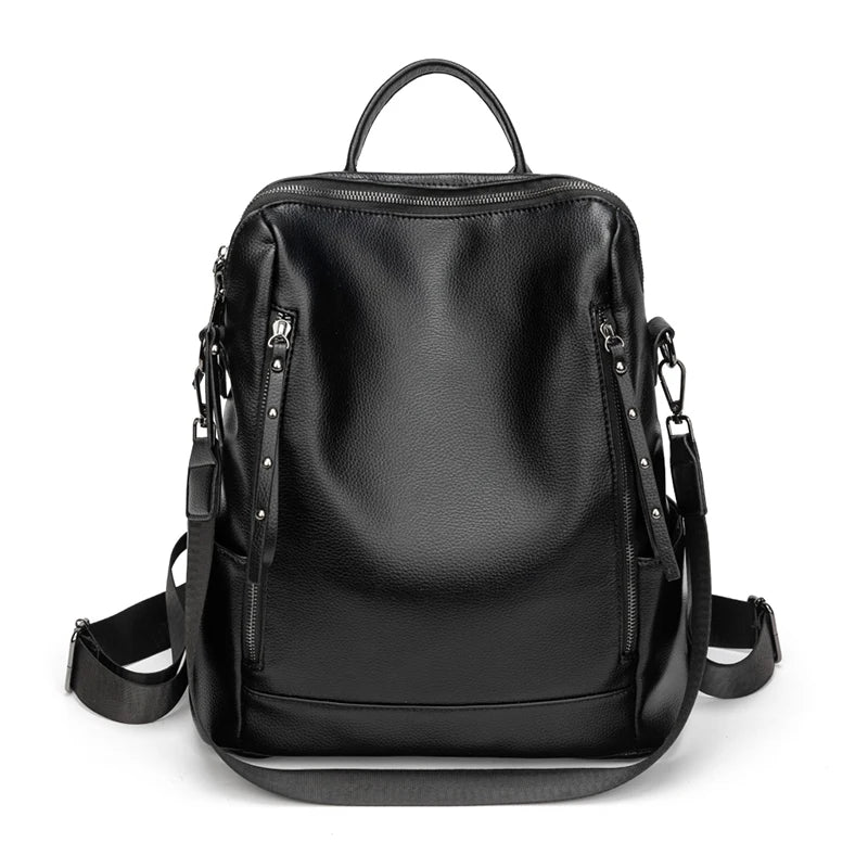 Large capacity retro style soft women's backpack, convertible shoulder bag, perfect for commuting and travel