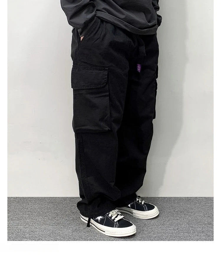High Quality Cotton Cargo Pants Mens Clothing Plus Size Casual Pants Japanese Harajuku Casual Tactical Joggers Baggy Trousers