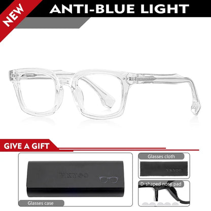 Personalized Fashion New Geometric Square Design Men's Anti-blue Light Reading Glasses Can Be Customized Prescription