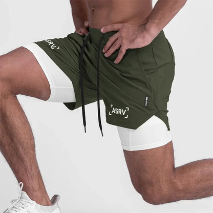 Mens Quick Dry 2 in 1 Double-deck Shorts Gym Fitness Basketball Jogger Short Pants Summer Sports Workout Bottoms Sweatpants