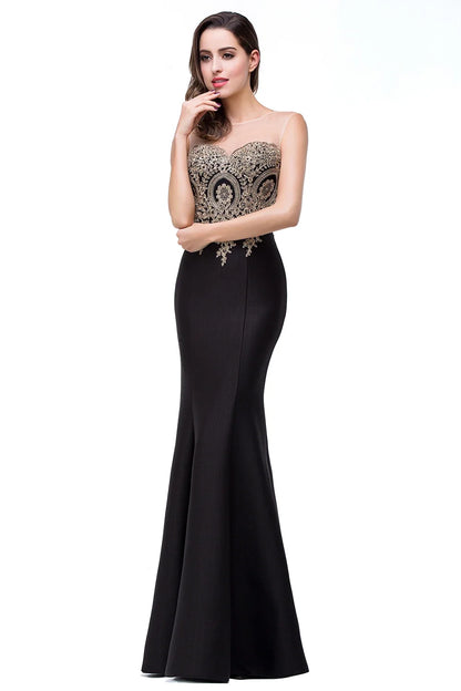 Elegant Mermaid Evening Dress Women Golden Appliques Lace Royal Blue Sweetheart Illusion Wedding Party Prom Gowns Robe de Soiree