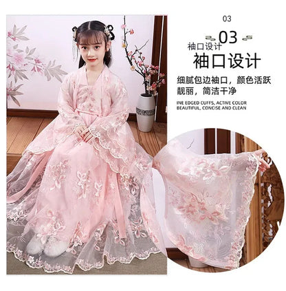 Girl Modern Hanfu Chinese Style Dress Halloween Fairy Kids Clothes Vestidos Traditional Cosplay Children Costume Girls Dresses
