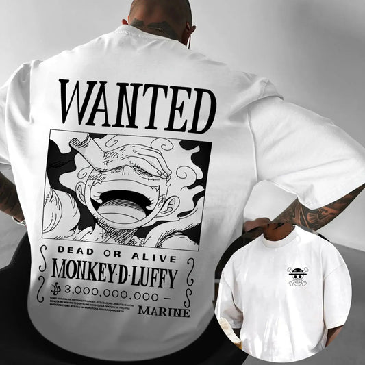 2026 New One Piece Luffy Printed T-Shirt Men's Summer Anime Fitness Pure Cotton T-Shirt Men's and Women's Casual Top Y2K
