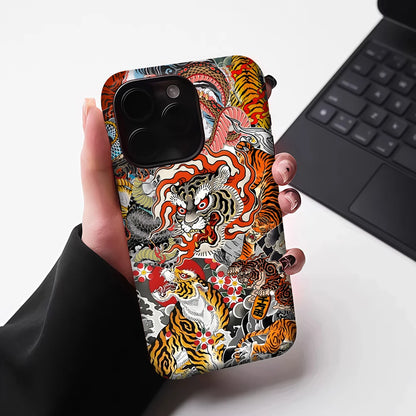 Japanese Tiger & Dragon Collage for Magnetic Phone Case for IPhone 17 16 15 14 13 Pro Max Plus Single Double-layer Tough Case