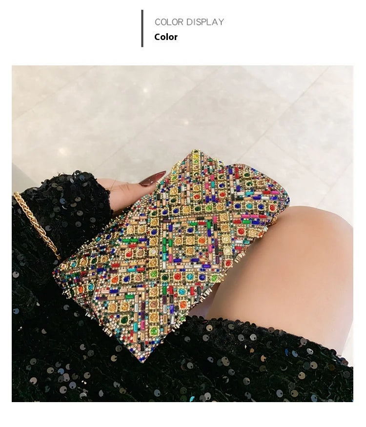 Rhinestone Evening Clutch Bag 2025 Diamond Women Banquet Party Wedding Fashion Messenger Purse Chain Small Shoulder Bag