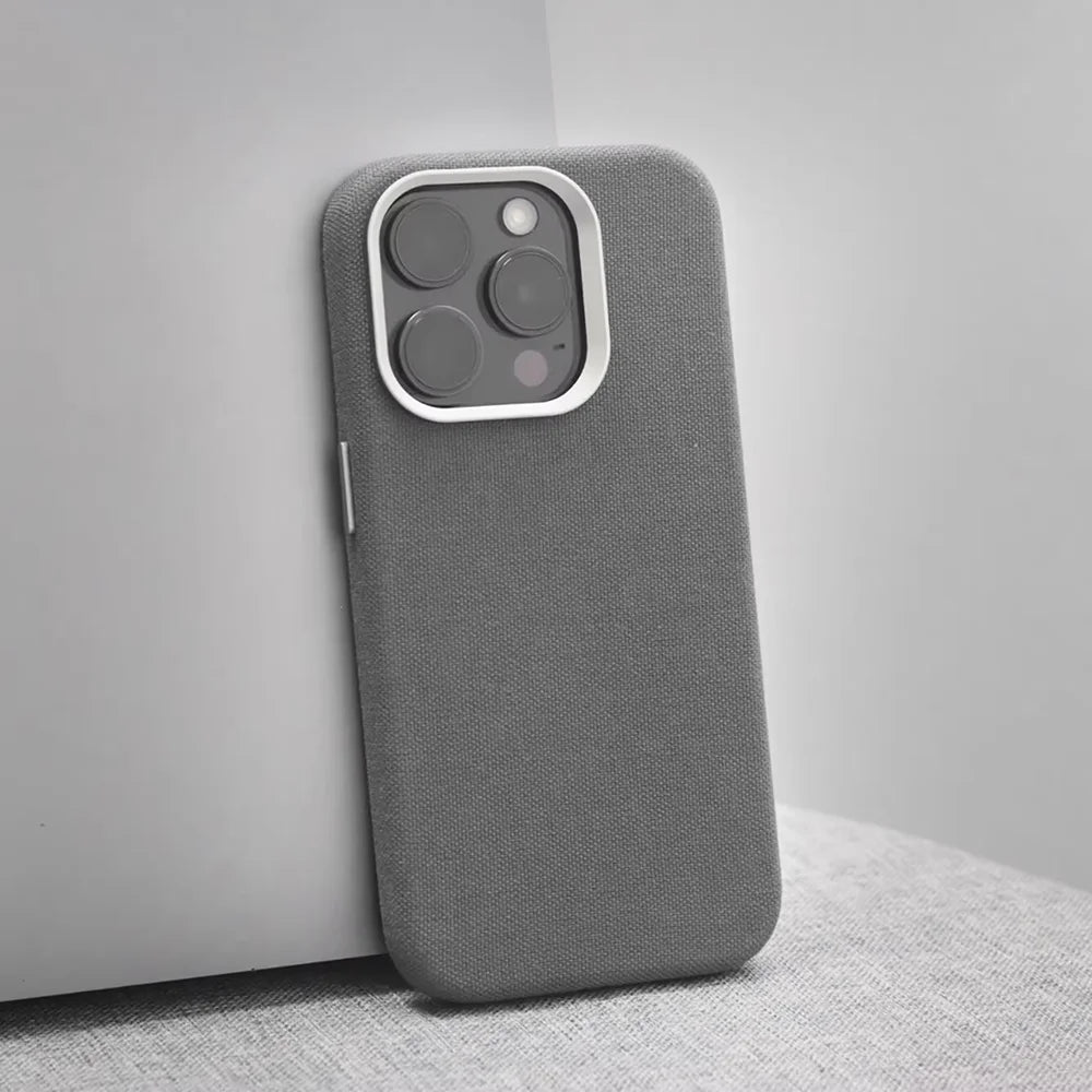 For MagSafe Nylon Canvas Phone Case For iPhone 13 14 15 16 Pro Max Plus Luxury Weave Texture Military Shockproof Magnetic Cover