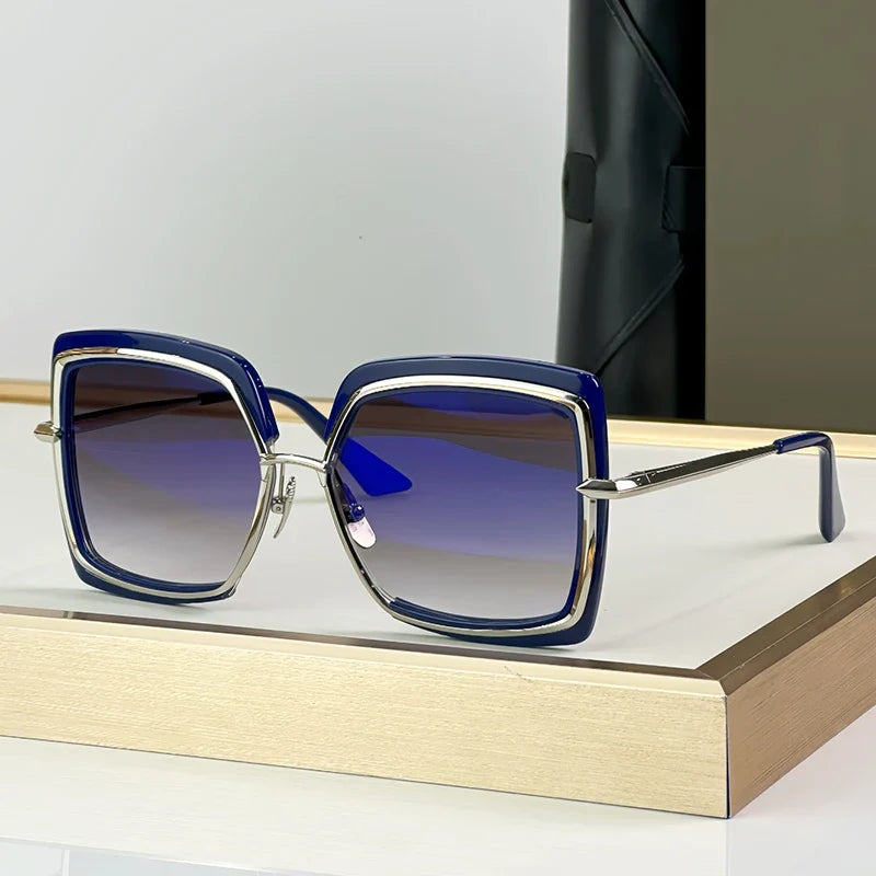 Ins 503 Oversized Square Alloy Gradient Acetate Sunglasses Men and Women Uv400 Handmade Personalization Fashion Eyeglasses