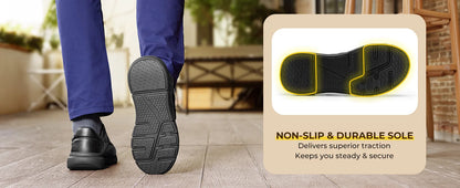 Men'S Wide Walking Shoes Hook And Loop Comfortable Leather Business Shoes Orthopedic Diabetic Shoes For Swollen Feet