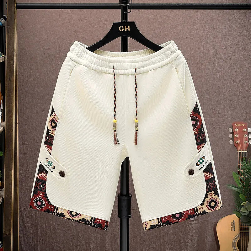 2025 Trendy Summer Embroidery Shorts Men Streetwear Hip Hop Straight Leg Short Pants Casual Sports Five-Point Pants male