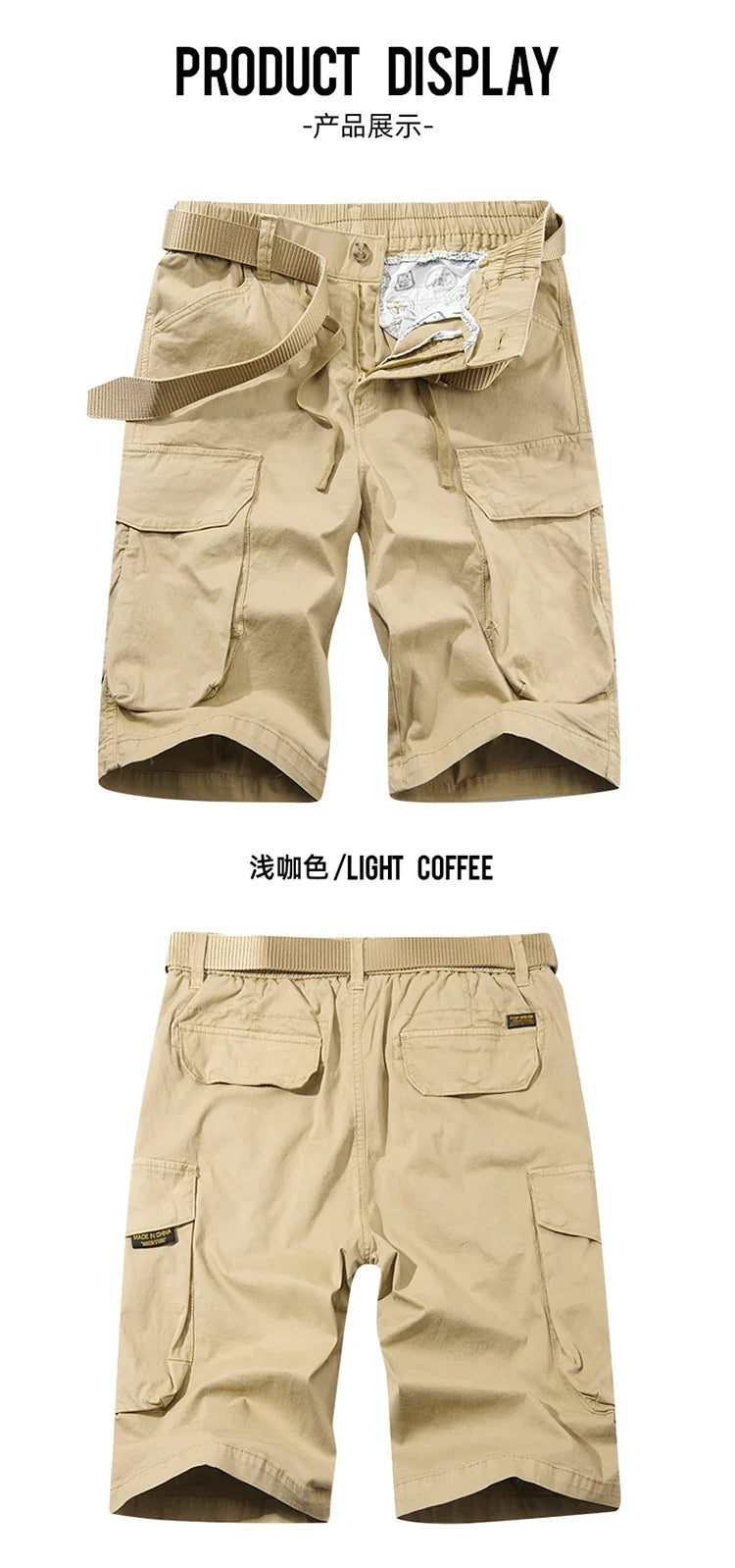 Men Spring Casual Tactical Cargo Shorts Men Multi Pocket Outdoor Shorts Men Breathable Sports Workout Daily Wear Male Shorts