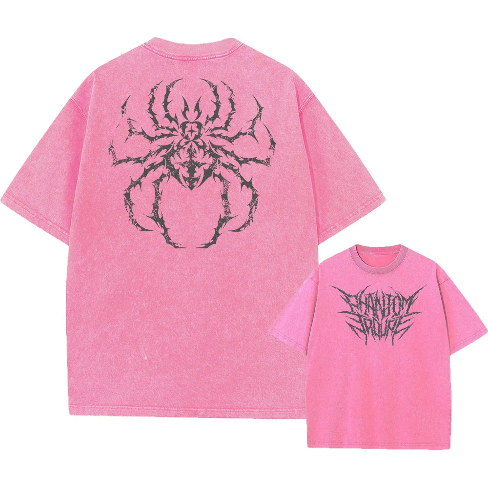 Anime Hunter X Hunter Hisoka And Chrollo Logo Washed Graphic TShirt Men Vintage T-Shirts Casual Cotton Streetwear Harajuku Top