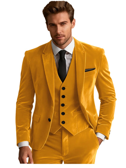 Elegant Wedding Men's Suit Business Tuxedos Formal 3 Piece Set Jacket Vest Pants Single Breasted Men Sport Coats Blazers