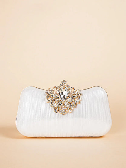 Luxury Rhinestone Evening Bag For Carnaval, Shiny Wedding Dress Purses,  Glamorous,Elegant,Exquisite Small Rhinestone Decor Boxy