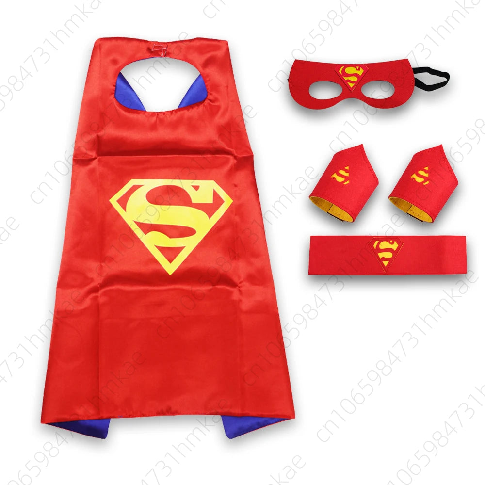 Superhero Halloween Masquerade Mask Cape Cloak Anime Spider Man Batman Cloak Action Figure Toys Cosplay Party Gift