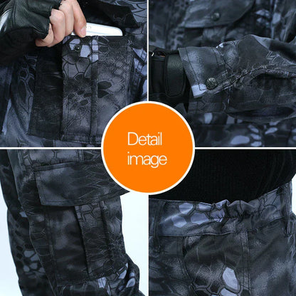 Outdoor Uniform Men's Soft Tracksuit Suit Black Python Pattern Wear-resistant Overalls Labor Insurance Cloth