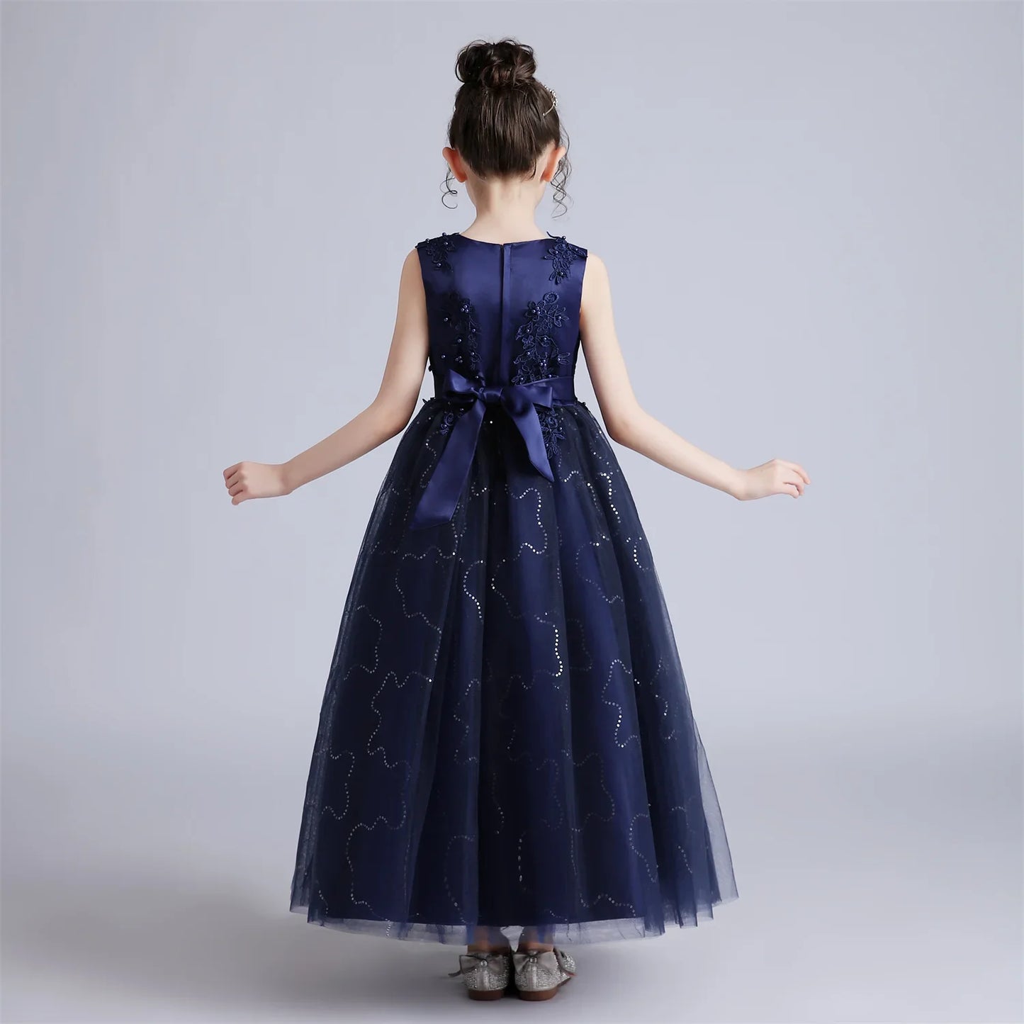 BX683 Kids Dresses For Girls Lace Dress Gown Princess Clothes Children Formal Evening Party Flower Girls Wedding Vestidois