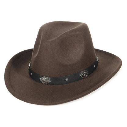 Autumn Winter Western Cowboy Hat for Men Women Wide Brim Fedora Jazz Hats Cowgirl Hat with Belt