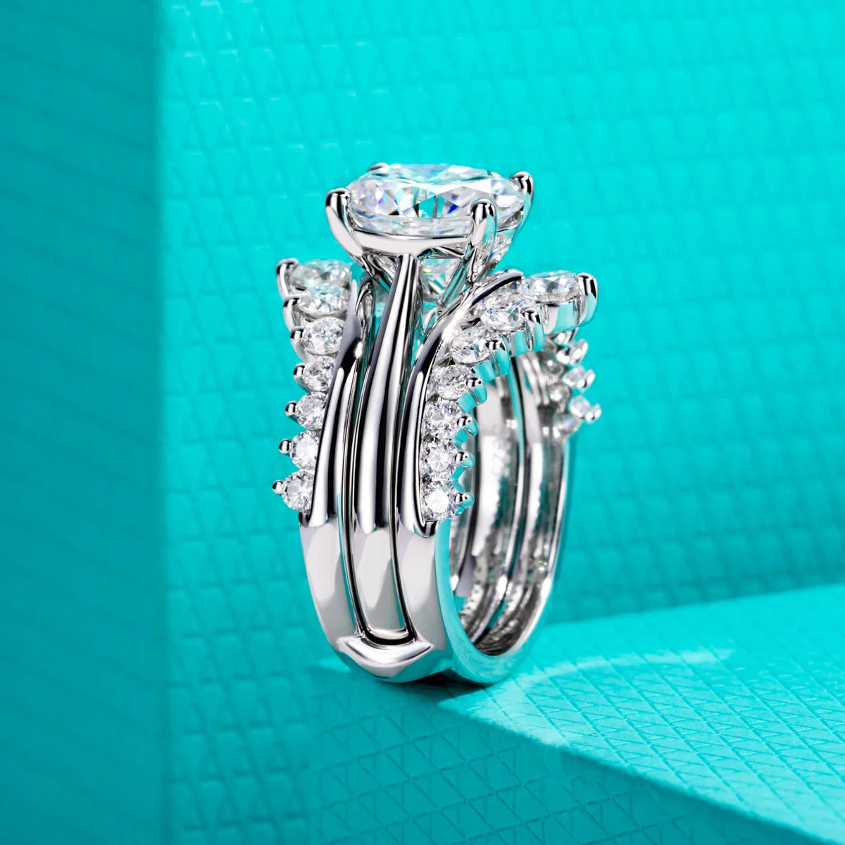 3ct Oval Moissanite Wedding Bands 18k Gold Plated 925 Sterling Silver Bridal Rings Set for Girls Jewelry Wholesale
