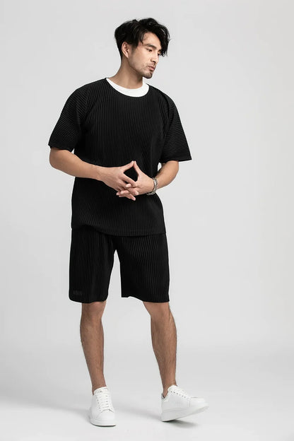 Pleated Shorts For Men Five-point Pants Baggy Casual Sports Shorts Japanese Pleated pants