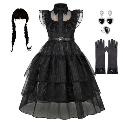 Black Princess Costume Girls Kids Black Gothic Dress