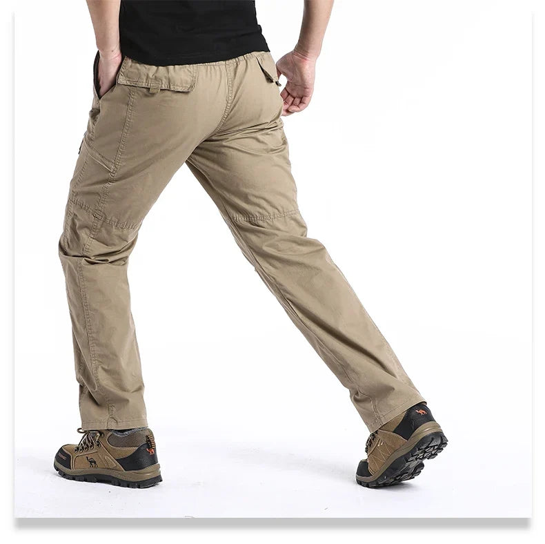 Summer Thin Cotton Overalls Men's Multi-Pocket Loose Large Size Work Pants Spring And Autumn Outdoor Sports Casual Pants