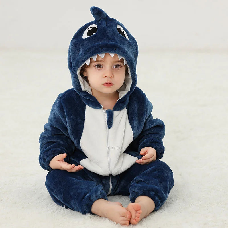Cute Monkey Tiger Dinosaur Cosplay Costumes Boys Girls Toddler Animal Jumpsuit Baby Rompers Infant Clothes Pyjamas Kids Kigurumi