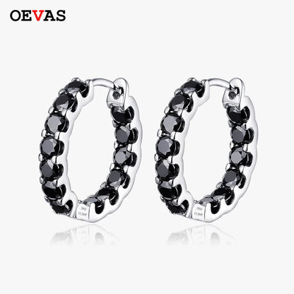100% 925 Sterling Silver 3mm Real Moissanite Hoop Earrings For Men Women 2023 Trending Luxury Wedding Party Fine Jewelry