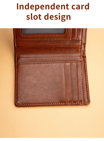 Men's British Casual Style Short Wallet Credit Card Holder PU Leather Bifold Men's Wallet