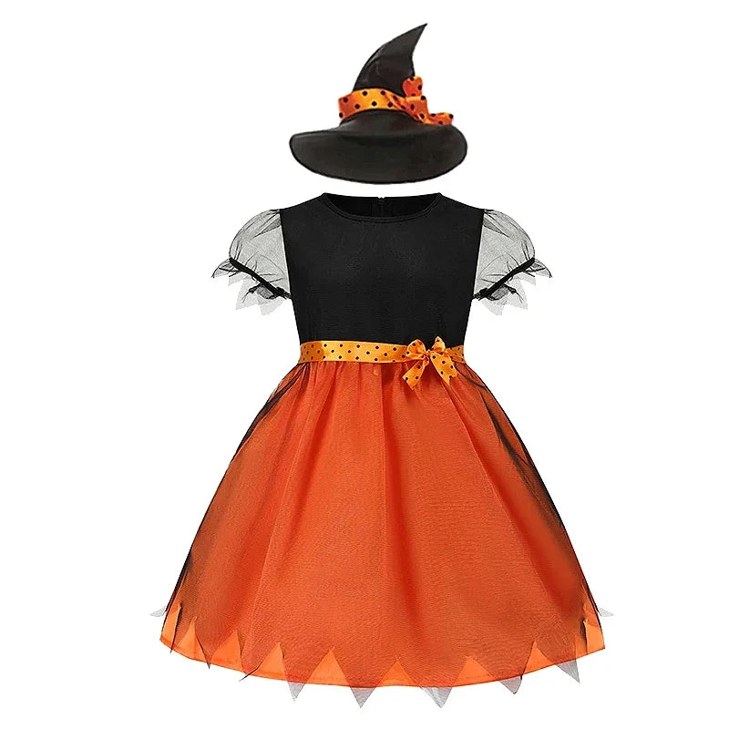 Halloween Costume for Kids Girls Purple Bat Dress Halloween Fantasy Vampire Costume Witch Cosplay Clothes Carnival Party Gifts