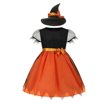 Halloween Costume for Kids Girls Purple Bat Dress Halloween Fantasy Vampire Costume Witch Cosplay Clothes Carnival Party Gifts