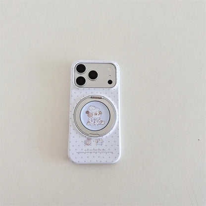 Pink Polka Dot Bow Phone Case For iPhone 17 16 15 Pro Max Cute Soft Shockproof Cover With 360°  Ring Stand Camera Protect