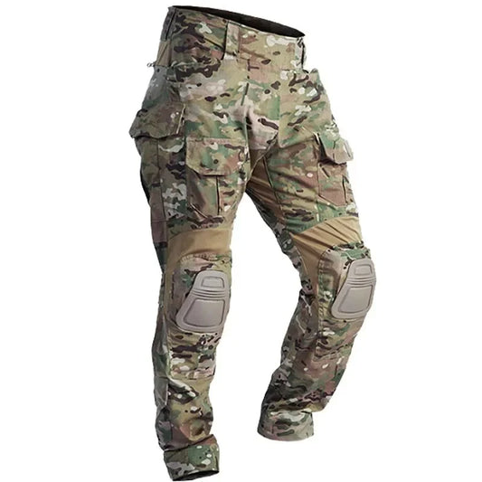 G3 Combat Pants +Pads Elastic Sport Pant Tactical Gear CP Climbing Camo Outdoor Tactic Pants Airsoft Cargo Casual Work Trouser
