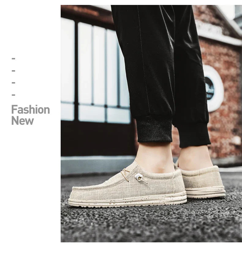 Brand Men Casual Shoes Fashion Denim Canvas Shoes Breathable Men Walking Flat Shoes Outdoor Large Size Light Men's Shoes Loafers